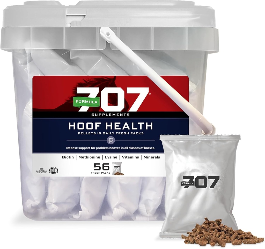 Fórmula 707 Hoof Health Equine Suplemento, Daily Fresh Packs, 56 Day Supply - Biotin, Amino Acids y Minerales para mejorar y apoyar Hooves de Caballos Saludables