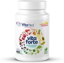 Vita Forte Vegan Multivitamínico con Probióticos, Enzimas Digestivos " 42 Frutas " Vegetables – Halal Certified, Non-GMO, Gluten-Free, Daily Energy &amp; Immune Support – 60 tabletas Vegan