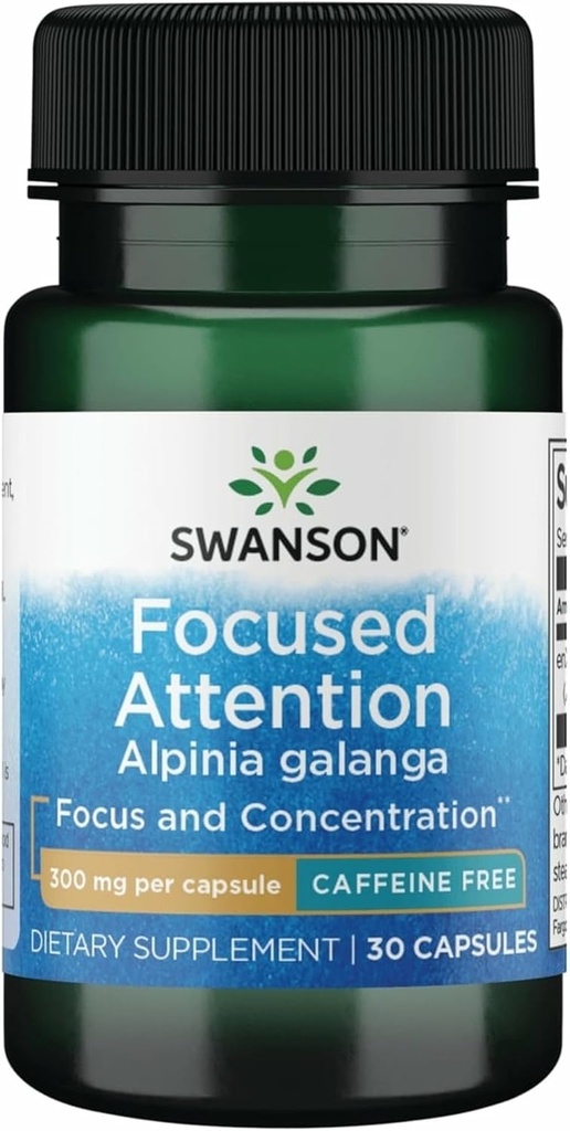Swanson Focused Attention Alpinia Galanga - Caffeine-Free 300 mg 30 Caps