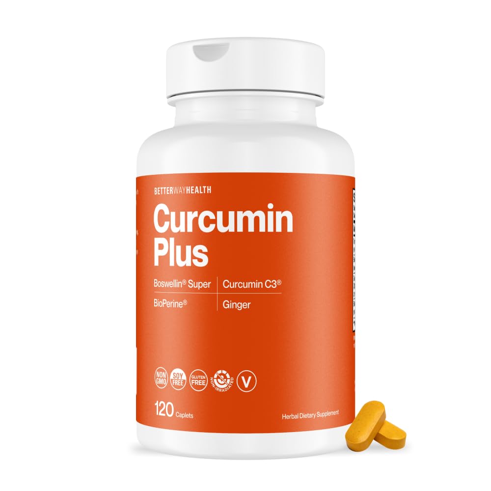 Mejor Manera SaludTM Curcumin Plus – Complejo Turmérico de Curcumin C3® con Boswellin®, BioPerine® y Ginger – Soporte Conjunto & Suplemento de Alivio de Inflamación – 120 Caplets