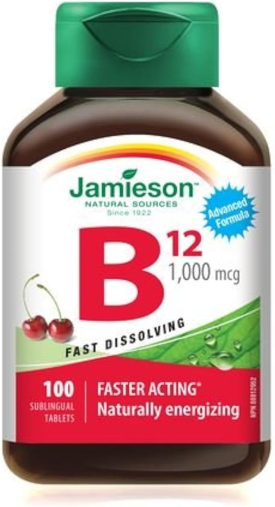 Jamieson Vitamina B12 Methylcobalamin Dissolving Fast Tablets Sublingual, 1,000 mcg, 100 Tablets sublingual