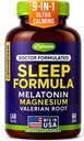 9-in-1 Melatonin Sleep Aid for Adults - USA Made, Lab Tested with Melatonin 5mg and 108mg Magnesium for Sleep - TRAACS, Ashwagandha, Valerian Root, GABA, 5HTP, Herbal Sleep Supplement, Vegan, 60 Caps