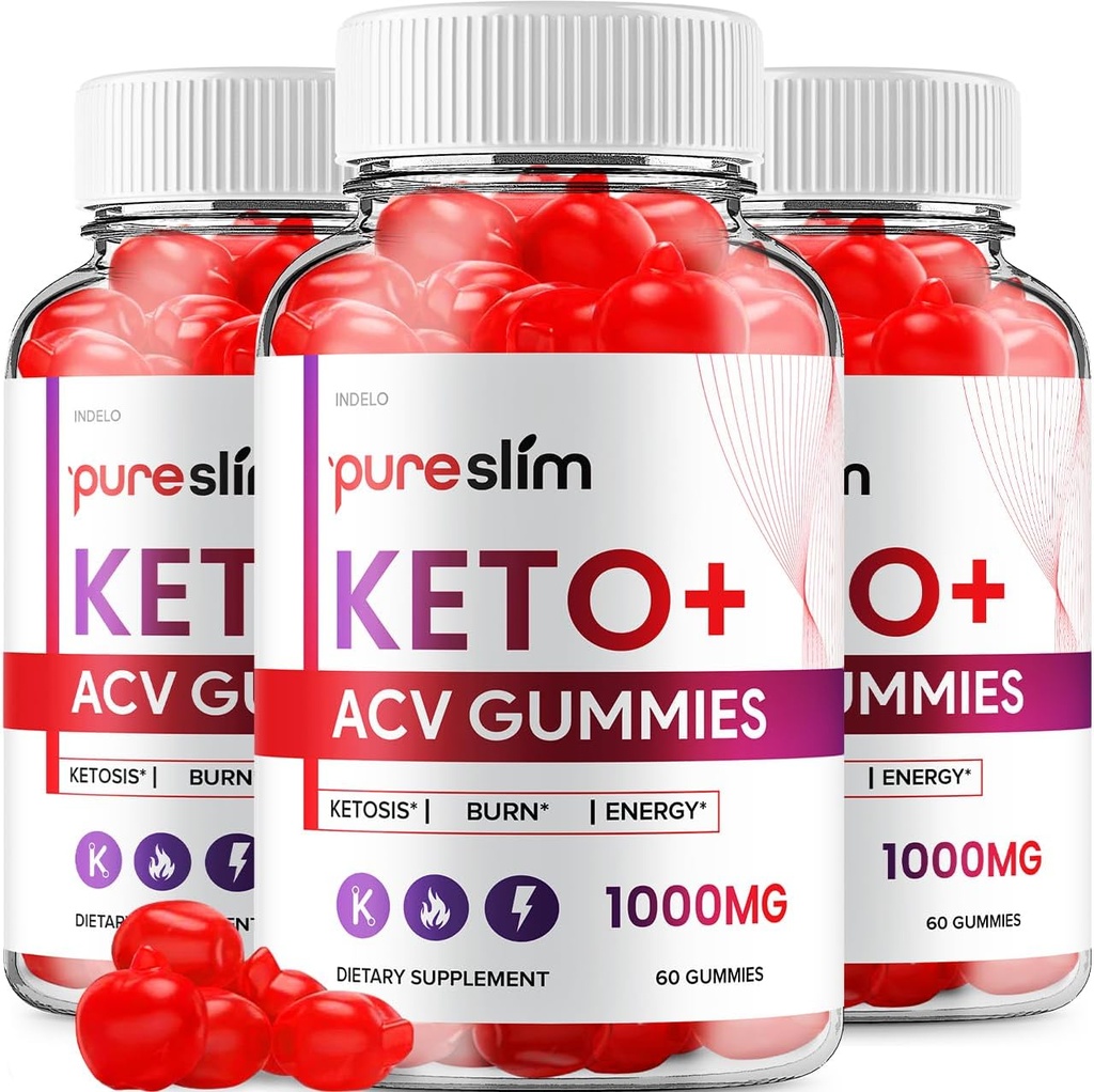 (3 Pack) Pure Slim Keto ACV Gummies - Advanced Formula PureSlim Keto Plus ACV Gummies Apple Cider Vinegar Pure Slim ACV Gummies Suplemento dietético Comentarios Hombre Mujeres (180 Gummies)