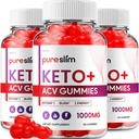 (3 Pack) Pure Slim Keto ACV Gummies - Advanced Formula PureSlim Keto Plus ACV Gummies Apple Cider Vinegar Pure Slim ACV Gummies Suplemento dietético Comentarios Hombre Mujeres (180 Gummies)