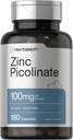 Horbäach Zinc Picolinate 100mg  180 Capsules ← High Potency ← Non-GMO, Gluten Free ← Zinc Supplement