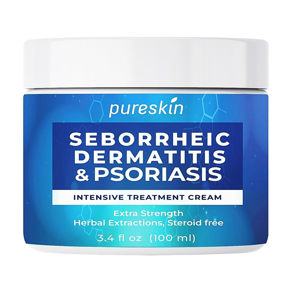Dermatitis seborreica Crema de la psoriasis: Tratamiento antifúngico - Herbal tradicional infundido - Alivio para la piel del cuero cabelludo irritado - Esteroides Free Lasting Resultado 3.4 Oz
