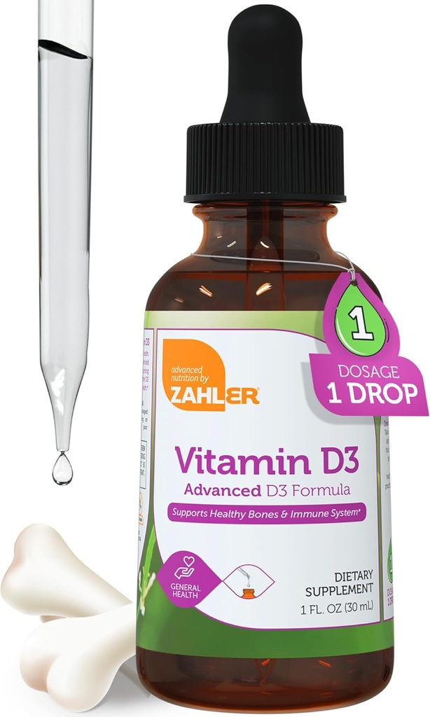 Zahler Vitamina Líquida D3 5000 UI - para adultos Bone &amp; Immune Salud - Vitamina D3 Suplementos para Hombres Mujer (1 fl oz)
