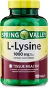L-Lysine 1000mg Tablets – Aminoácidos esenciales para soporte inmunitario, formación de colágeno y salud de piel – Suplemento de Lysine de alta potencia, 100 Cuenta, libre de gluten (Pack de 1)