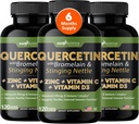 Gade Nutrition Quercetina con vitamina C, Zinc &amp; Stinging Nettle Quercetin - Quercetin 500mg - Quercetina con bromelaina - Zinc Quercetina + Vitamina D3-360 Veggie Caps - 6 Mes de Suministro