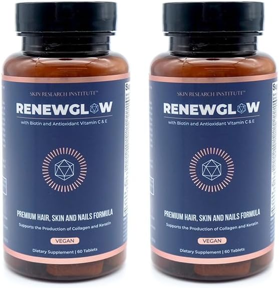 SRILabs Renewglow Biotin 5000mcg Hair Growth Supplement for Women 40 Plus - Gotu Kola Vitamina E, C Zinc for Healthy Hair, Skin and Nails – with 27 Beauty Enhancing Nutrients