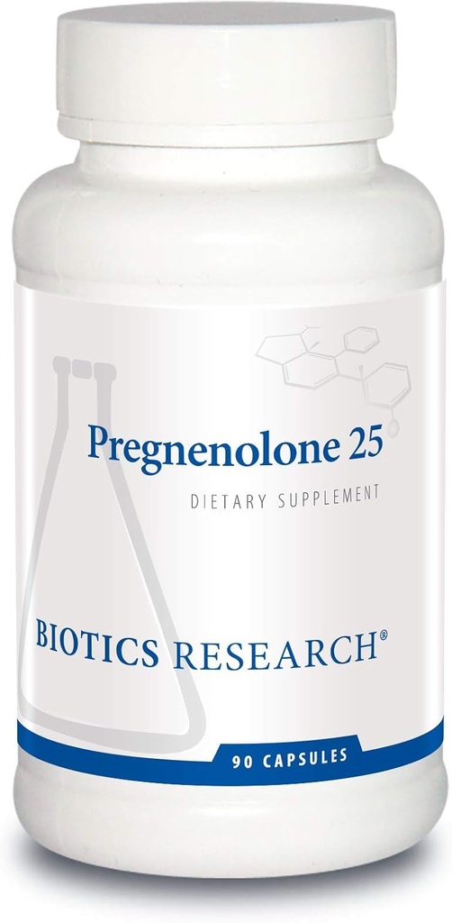 Biotics Research Pregnenolone 25-25 mg Pregnenolone Support, Memory & Hormone Balance, Hormone Precursor o Hormona de Padre. 90 cápsulas