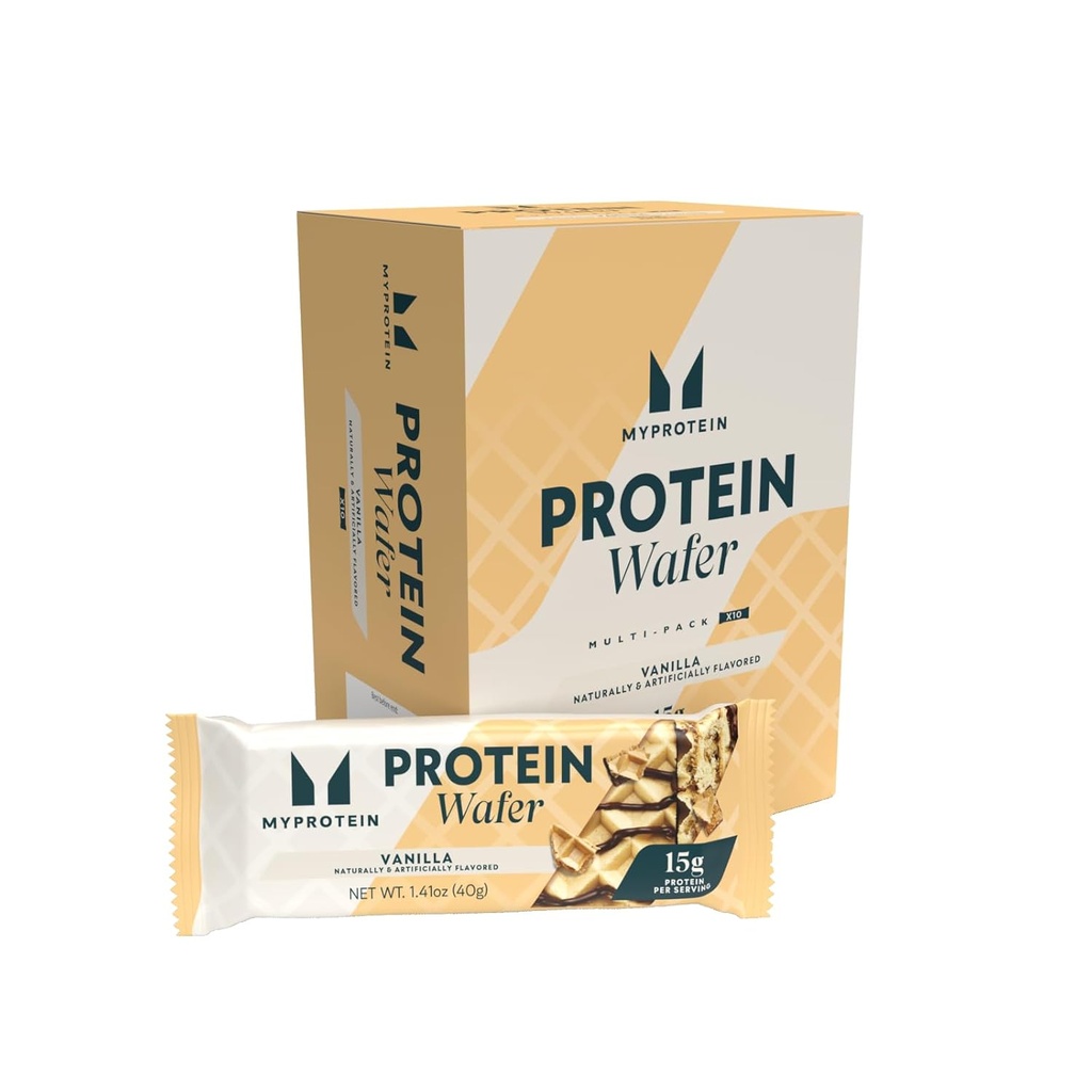 Myprotein Protein Bars, Crispy Protein Wafers, 15g High Protein Snacks, Box of 10 Vanilla Wafers Packs, Milk & Whey Protein Isolate, Light & Crunchy