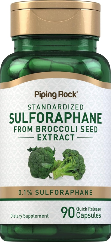 Piping Rock Sulforaphane Supplement Capsules TEN 400mcg ANTE 90 Píldoras Silencio de Broccoli Seed Extract ANTE No GMO, Gluten Free