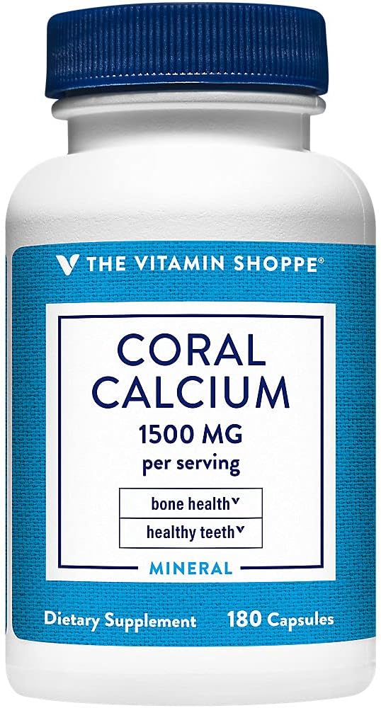 La vitamina Shoppe Coral Calcio 1,500MG - Eco Fuente segura de Calcio, Magnesio &amp; Trace Minerals para apoyar los huesos y dientes saludables (180 cápsulas)