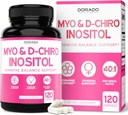 Myo-Inositol & D-Chiro Inositol Suplemento para Mujeres (120 Capsules, 2050mg Por Serving Ideal 40:1 Ratio Myo Inositol) Saldo hormonal para Mujeres - Tercera Parte Probada, Vegan Safe &amp; USA Made - 120 Conde