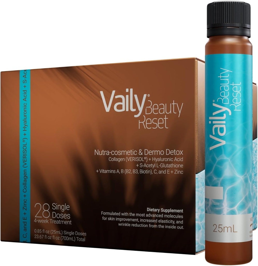 Reiniciar la belleza para Dermo-Detox - Suplemento líquido de colágeno Bebida para Hombres con ácido hialurónico, L-Glutathione, Biotina, Vitaminas y Zinc para la piel para combatir la celulitis ' arrugas - 23.67 Fl oz