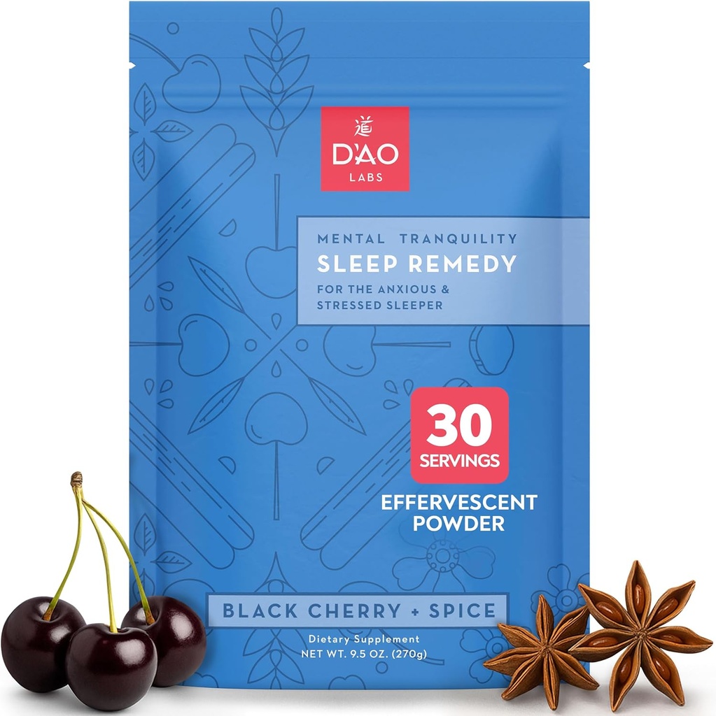 D'AO Labs Mental Tranquility - Non-Habit Forming - Mental Calmness Supplement - Stress Relax & Tranquil Powder - GUI Pi Tang Tradicional Herbal Chino - Black Cherry & Spice Flavor - 30 Servings