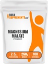 BulkSupplements.com Polvo Malato de Magnesio - Suplementos de Magnesio, Alta Bioavailabilidad - Sin sabor, 2.5g por Serving, 250g (8.8 oz) (Pack of 1)