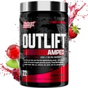 OUTLIFT Amped Max Dosed HIGH STIM Pre Workout Powder, 6G Citrulline, 3.2G Beta Alanine, Alpha GPC, CognatiQ, Extreme Energy, Massive Pumps, Strength, Electrolytes, Nootropics, Fruit Punch, 22 Servings