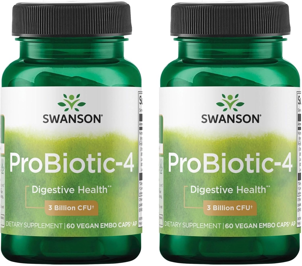 Swanson Probiotic-4 3 Billones Cfu 60 Veg Caps (2 Pack)