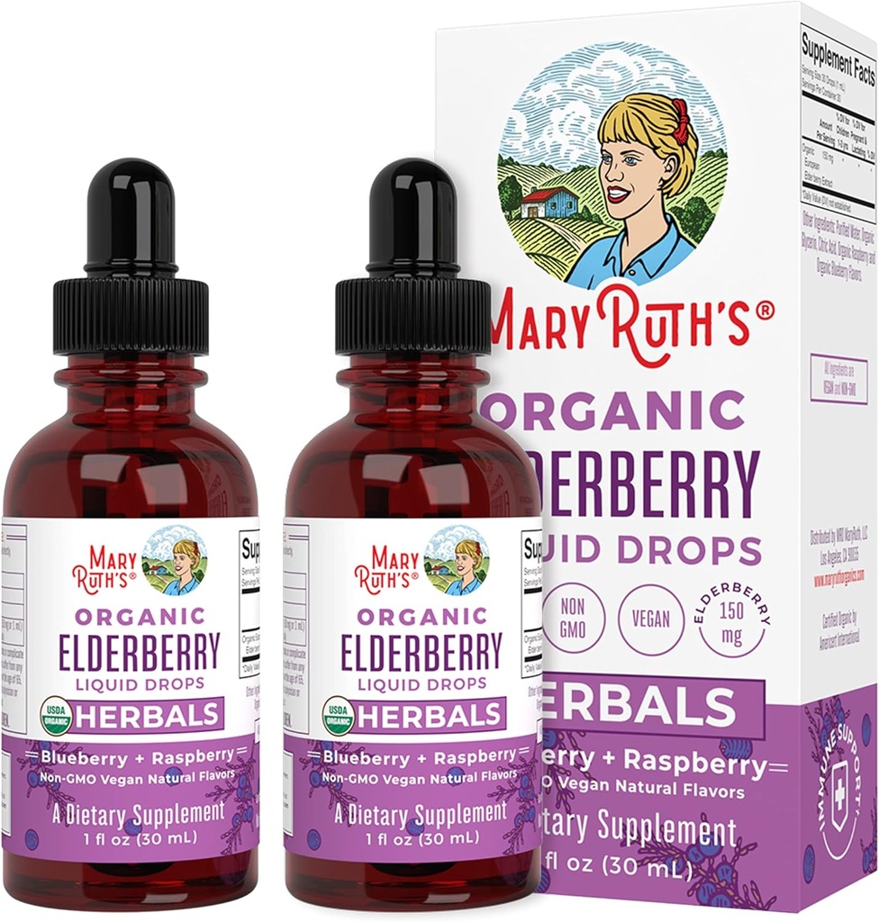 Elderberry Syrup  USDA Organic Elderberry ← Sugar Free Adults &amp; Kids Immune Support Supplement for Ages 1+ ← Clean Label Project Verified, Vegan, Non-GMO, Gluten Free ← 1 Fl Oz (2 Pack)