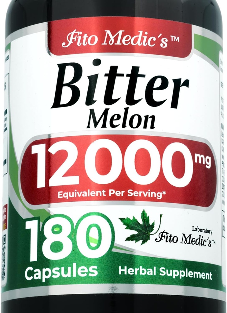 FITO MEDIC'S Lab ¦ Bitter Melon Extract 600 mg (20:1 Concentrate) por 3-Capsule Serving ← Derived from 12,000 mg Whole Fruit TEN 180 Conteo