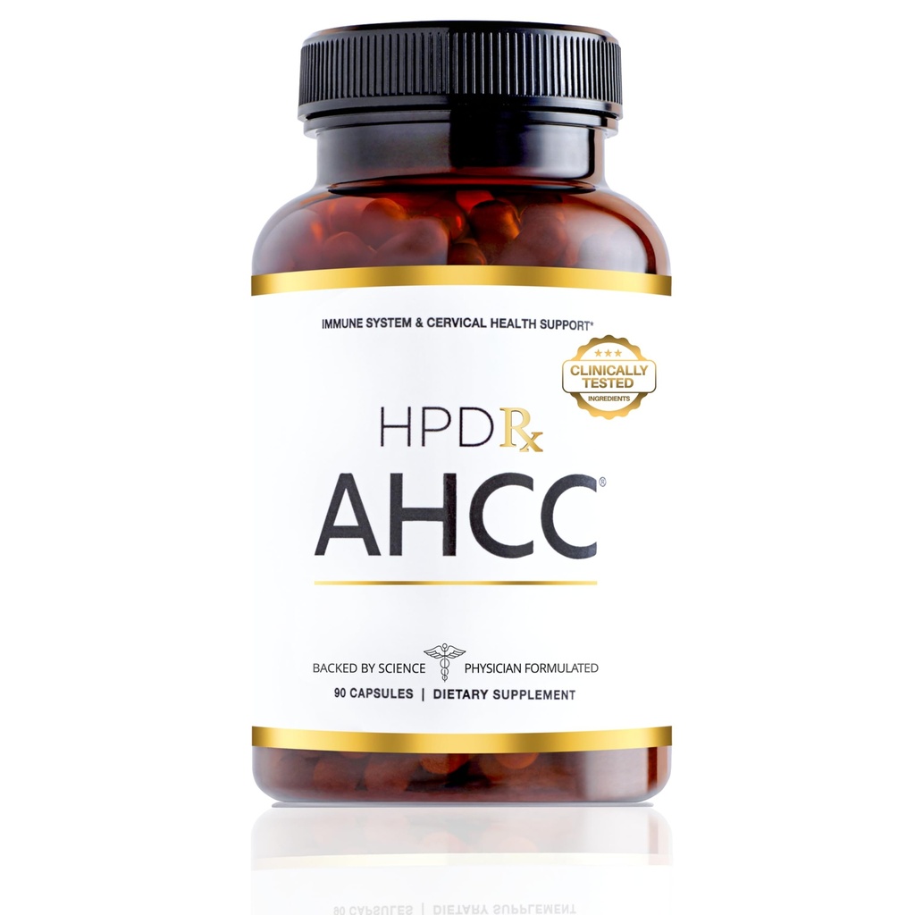 HPD Rx Premium AHCC & Shiitake Mushroom 1100 mg por Suplemento de Servición, Booster de Inmunidad Natural, Mantiene Actividad Celular de Asesino Natural Silencioso AHCC es Provenido en 30+ Estudios Ø 30-Day Supply, 1-Pack