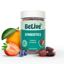 BeLive Synbiotics - Probiotic & Prebiotic Fiber Gummies – High Strength Inulin (3g), Dietary Fiber Supplement, Digestive Support for Kids & Adults - Strawberry, Orange, Blueberry Flavor (60Ct)