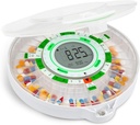 Dispensador automático de píldoras en vivo de 28 días con pantalla LCD actualizada, bloqueo clave, sonido " luz para las recetas, medicamentos, vitaminas, suplementos "