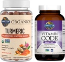 Jardín de vida Orgánicas Turmérica Respuesta Inflamatoria Gummy, 120ct &amp; Código de vitaminas Alta potencia Zinc crudo, 60ct