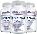 Investigación Asistencia Adrenal Verificada - 180 cápsulas - Soporte Función Adrenal Gland, Energía Boost, Balance Cortisol - Mushrooms, B Vitaminas, Bioflavonoids, BioPerine
