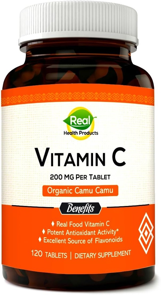 Suplemento de vitamina C de Camu Camu, Empaquetado con VIT natural C, Antioxidantes crudos - Suplemento de Apoyo Inmunitario - Extracto Camu Camu. (120 Conde)