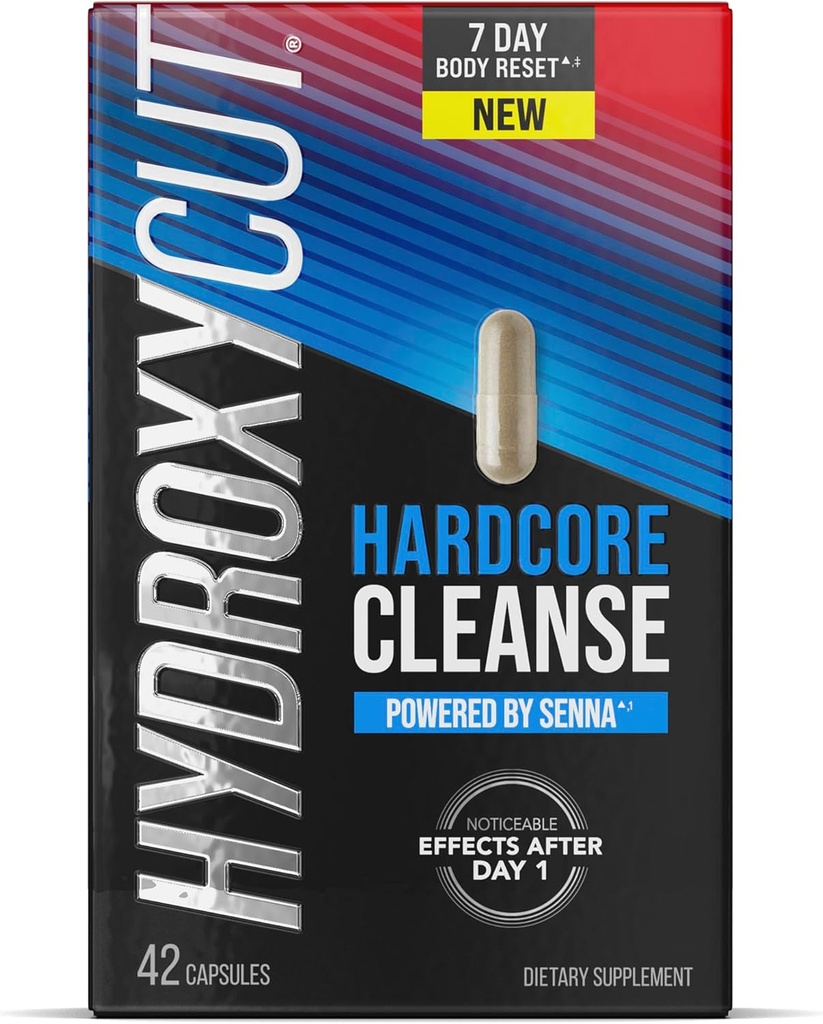 Hydroxycut Hardcore Cleanse - 42 Capsules - 7-Day Body Reset for Men &amp; Women - Incluye Senna Leaf Extract &amp; Apple Sider Vinegar - 14 Servings