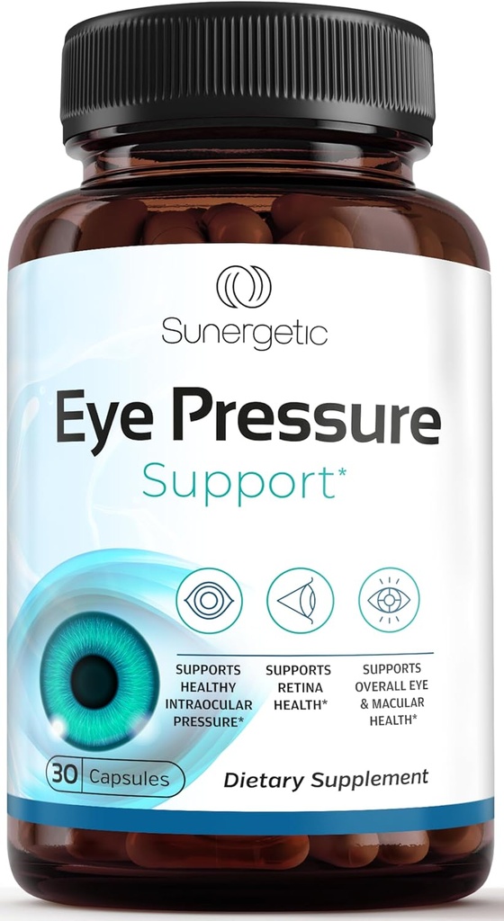 Suplemento de soporte de presión de ojos Sunergetic Premium - Suplemento de presión de ojos con Saffron, Lutein, Zeaxanthin, Bilberry & Pine Bark - Asistencia Salud Ocular &amp; Visión general - 30 Con