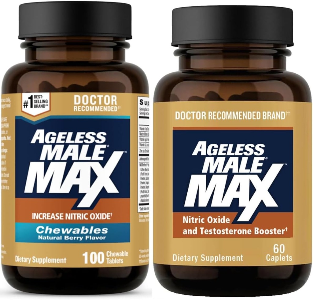 Ageless Male Max Nitric Oxide Booster and Testosterone Booster for Men