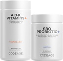 Codeage Daily ADK Vitamin & Probiotic Bundle – Vitamin A Retinyl Palmitate, Vitamin D3 Cholecalciferol, Vitamin K, 50 Billion CFU SBO Probiotic Blend, Non-GMO