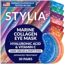 Stylia Collagen " Vitamin C Under Eye Patches for Puffy Eyes " Dark Circles - Depuffing, Hydrating " Firming Under Eye Mask with Hyaluronic Acid - Vegan, Cruelty-Free Skincare (30 Pares)