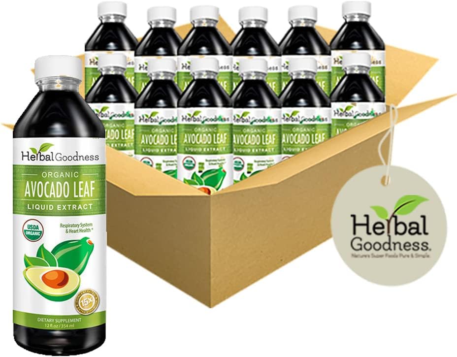 Herbal Goodness Avocado Leaf Extract Liquid Supplement - Probiotic Protein Gut Health Fiber Supplement Bone Health & Immune Support -12(12oz) btls (Pack of 12)