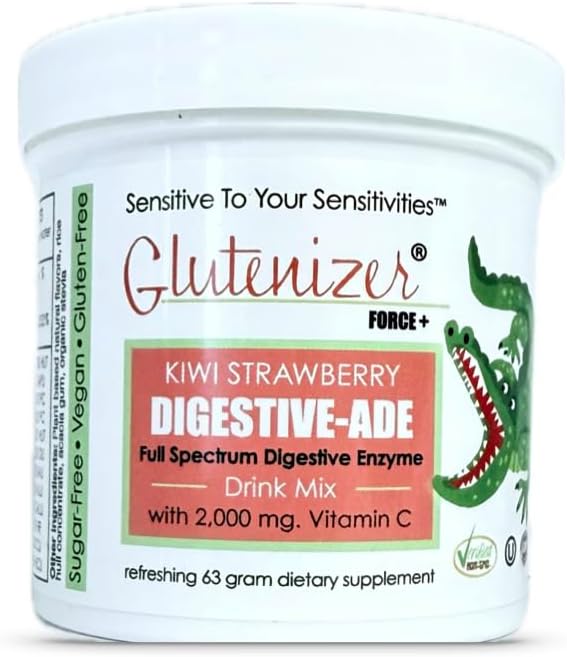 Suficiente C - Glutenizer Force Plus Kiwi-Strawberry Digestive-Ade Drink Mix - Naturally Effective, Premium, Full Spectrum Enzyme Blend with 2,000 mg. Vitamina C - Acid Reflux, Indigestion Solution