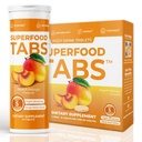 Superfood Tabs skinnytabs Anti-Bloat Cleanse Drink with 15 Superfoods ← Ayuda Digestión, Energía &amp; Ahorros ← Vegan, Non-GMO ← 30 Tabs Effervescent – Peach Mango Flavor