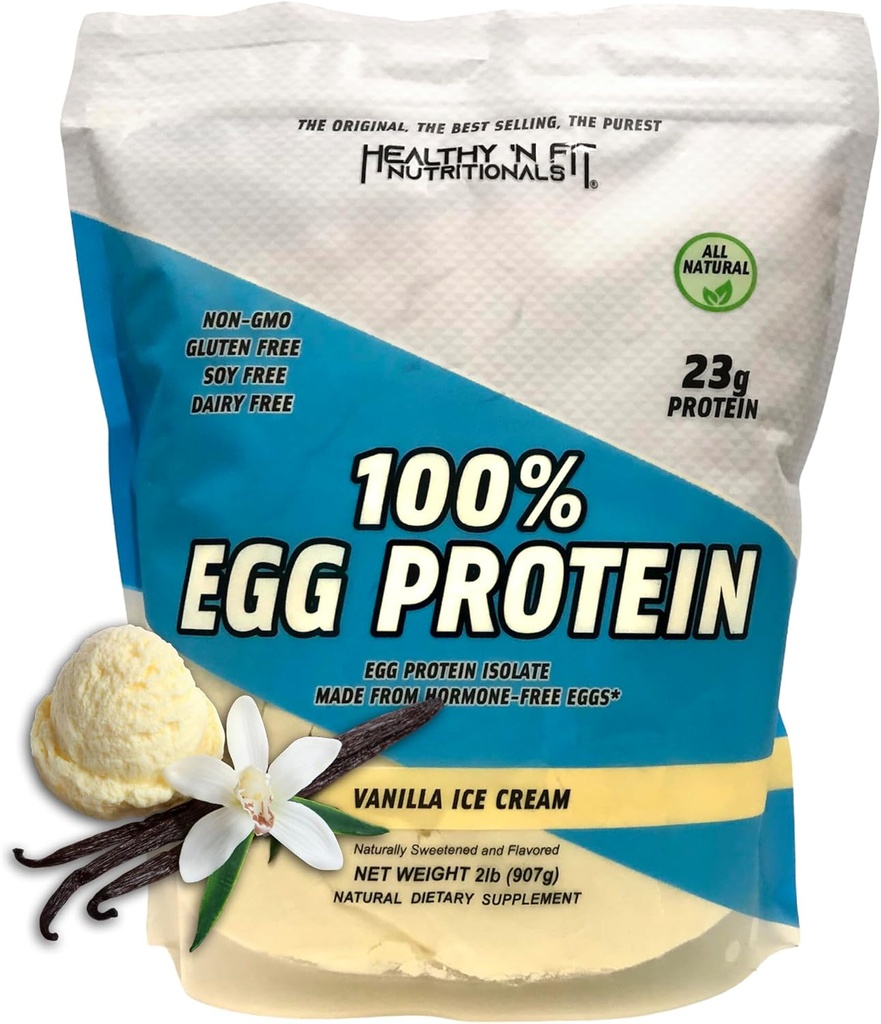 Sano 'N Fit 100% Egg Protein- Vainilla Ice Cream (2lb): 100% Egg White Protein Plus Natural Peptides. Pura, toda la proteína naturalmente endulzada
