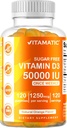 Vitamatic Sugar Free Vitamina D3 50.000 UI Suplemento semanal - 120 Pectinas Basadas en Gummies - Vitamina D Capsules para Huesos, Dientes y Soporte Inmunitario (50000 UI)
