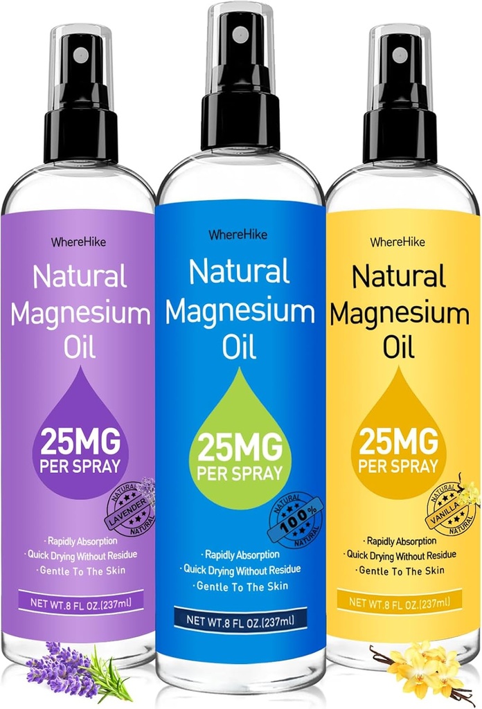 Espray de Magnesio, Puro Óleo de Magnesio para Pies,Regalo Ideal para Relajar el Musculo Mejor sueño, Absorción de Rapid, Secado rápido sin Desconfianza.