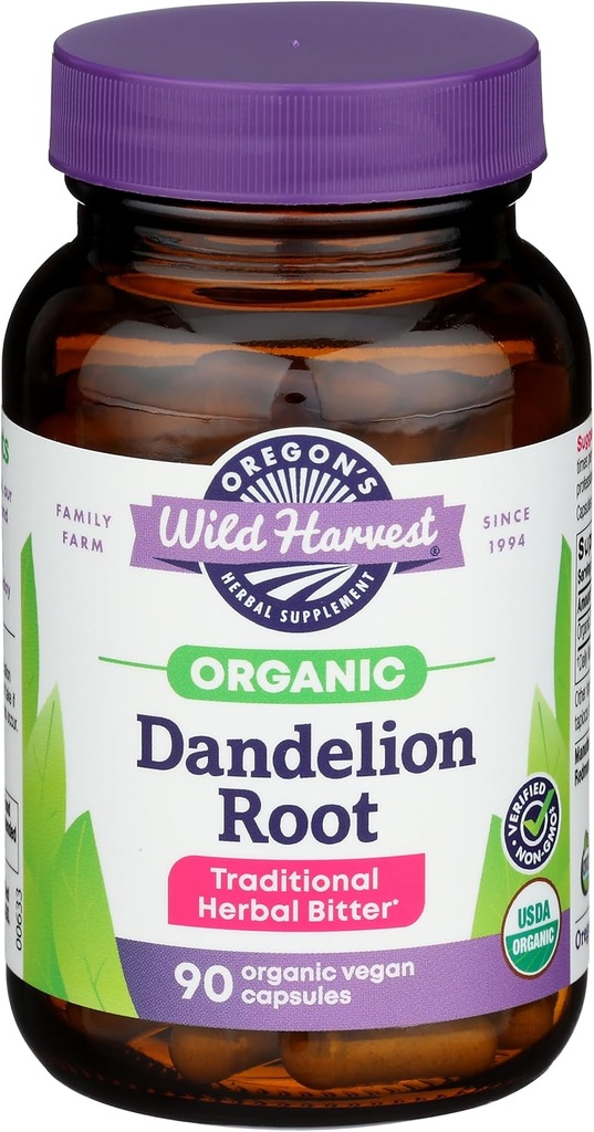 La cosecha salvaje de Oregon Dandelion Root Suplemento orgánico, 90 Conde