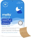 Wellbeing Nutrition Melts Restful Sleep Aid ← Melatonina basada en plantas 10mg para dormir mejor con manzanilla, Tagara, L-Theanine ← No-Adictivo Sleep-Aid, Safe, Natural, 30 Oral Strips