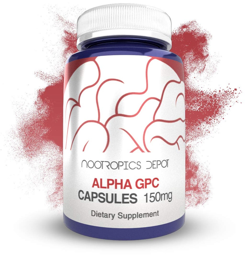 Nootropics Depot Alpha GPC Capsules | 150mg | 180 Count | Cholinergic Supplement | Brain Health Supplement | Supports Healthy Brain Function | Enhance Cognition, Memory + Focus