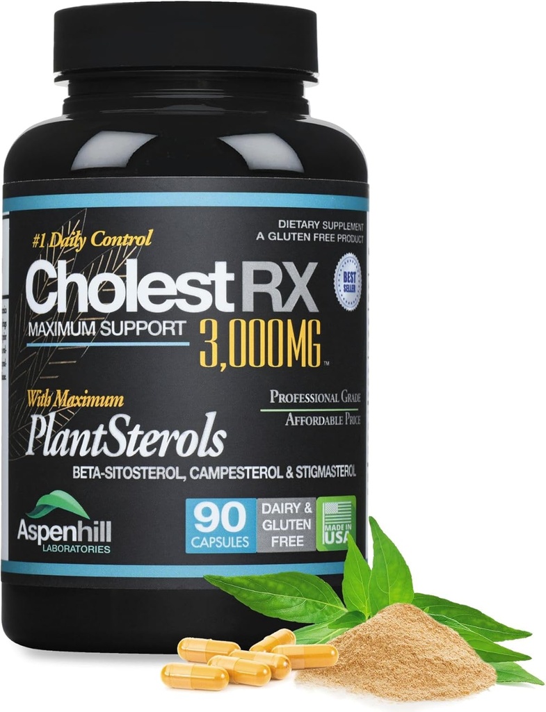 Triple Strength PhytoSterol Complex - CholestRX - Beta-Sitosterol - 3,000mg for Maximum Support, Gluten Free, 90 Count - Packaging May Vary