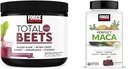 Factor de fuerza Total Beets Nitric Oxide Powder y Perfect Maca Root Chews Energy, Mood and Balance Supplement Bundle