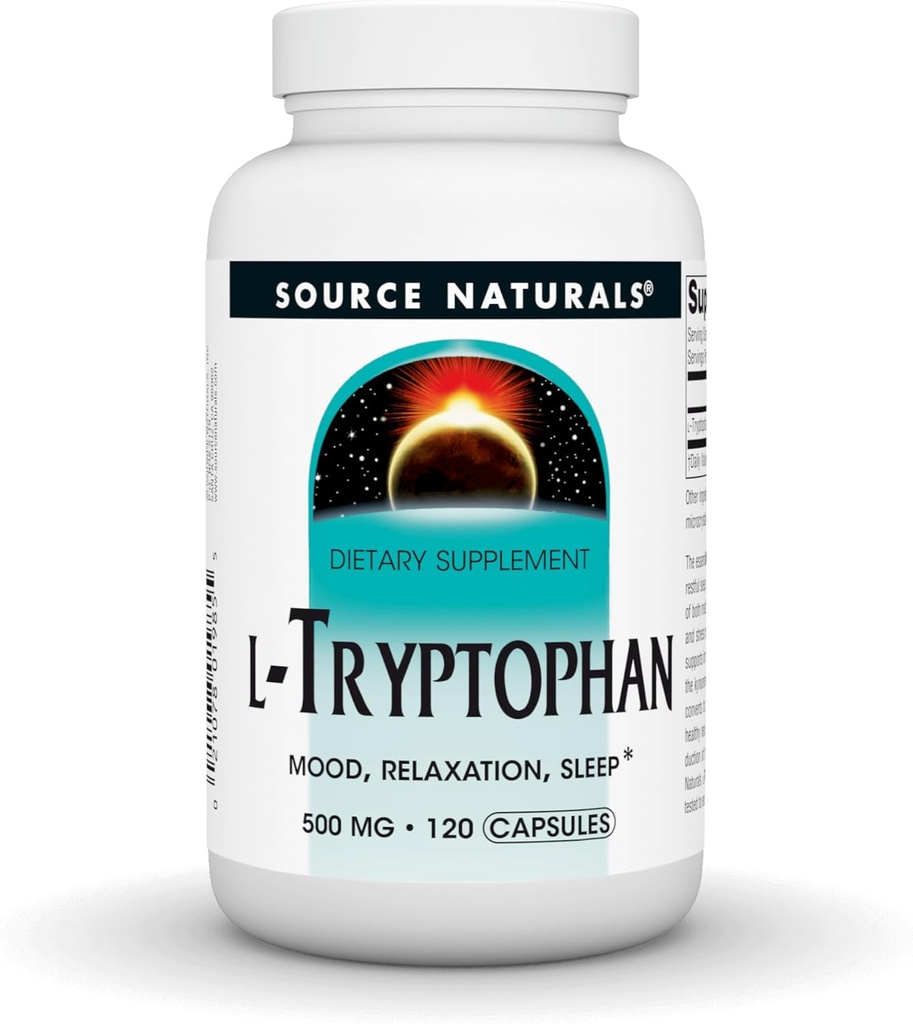 Fuente Naturales L-Tryptofan, para Mood, Relax y Dormir*, 500mg - 120 Capsules