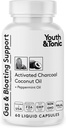 Youth & Tonic Activated Charcoal Pills for Bloating and Gas Relief to Soothe The Stomach and Digestive System Detox with Peppermint & Organic Coconut Oil, for Men & Women - 60 Liquid Capsules
